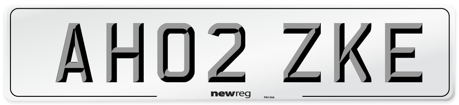 AH02 ZKE Number Plate from New Reg